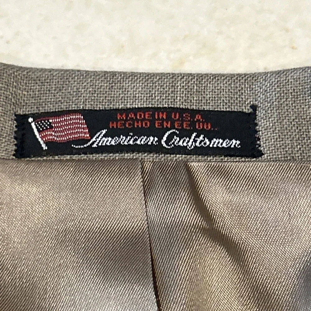 Stafford Blazer Men 50L Brown Wool Blend 2 Button Suit Jacket American Craftsman